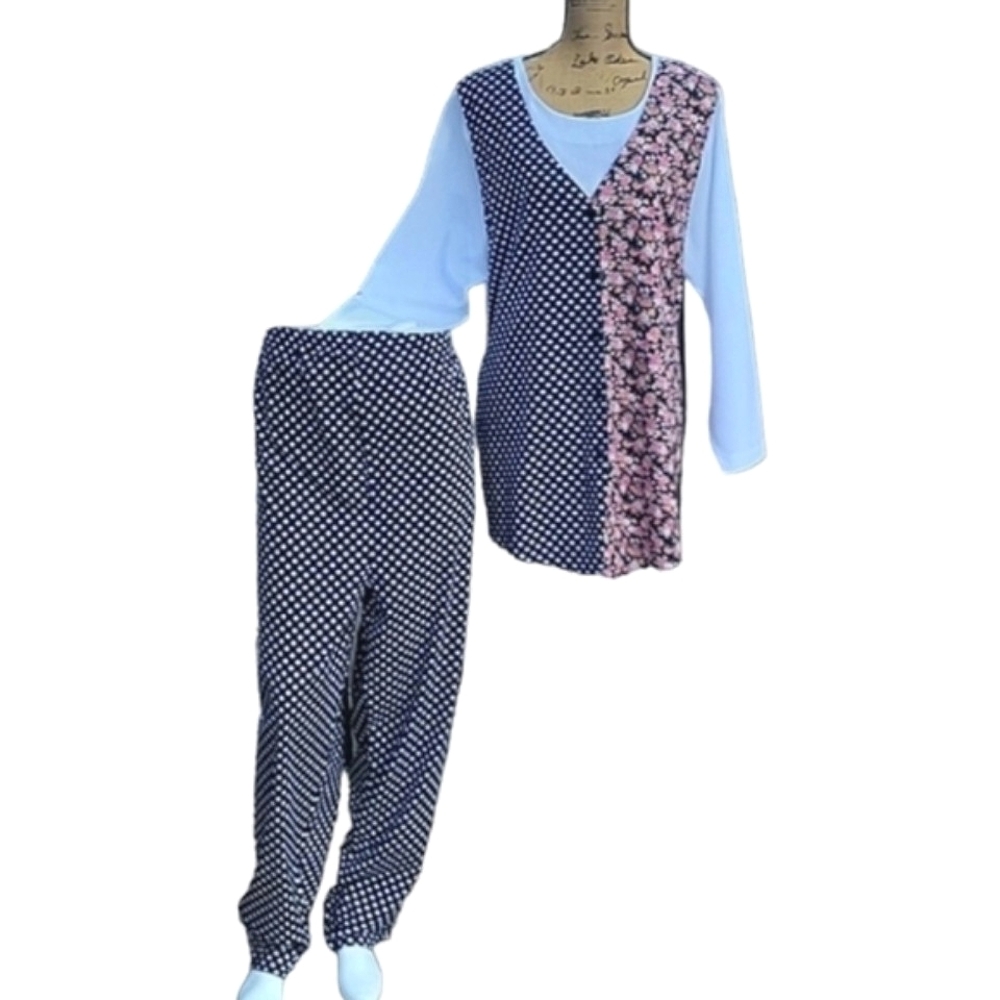 Vintage 90s 2-piece Maternity Top with Attached Vest & Pants Set